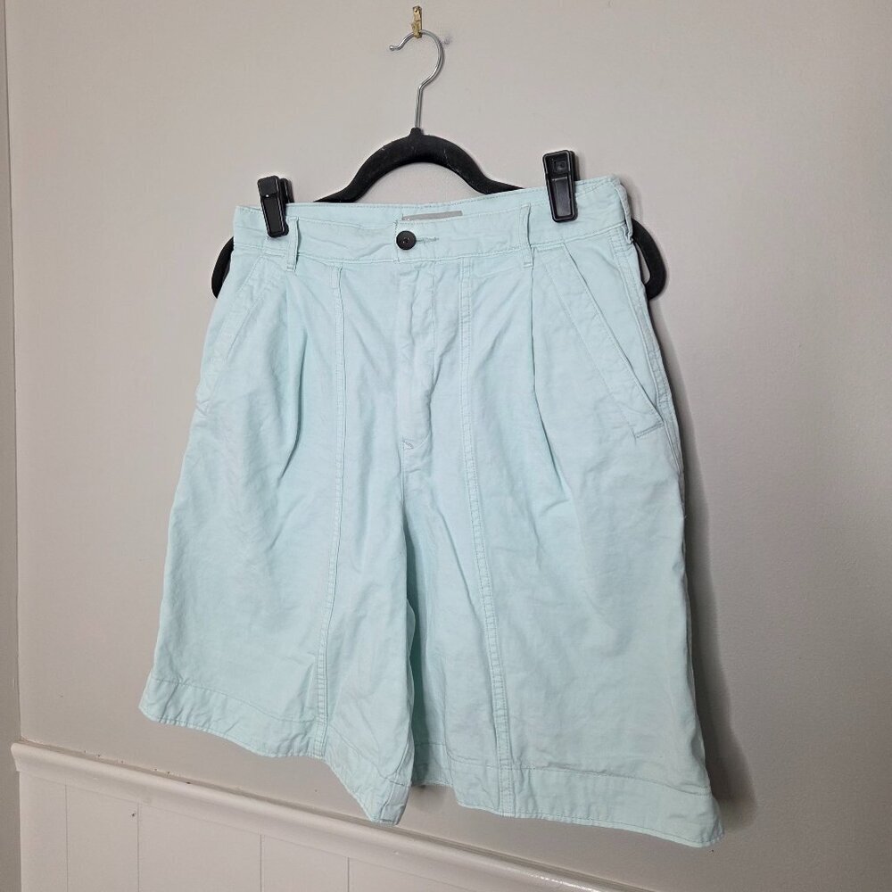 EVERLANE Blue Hight Waist Pleated Tourist Shorts